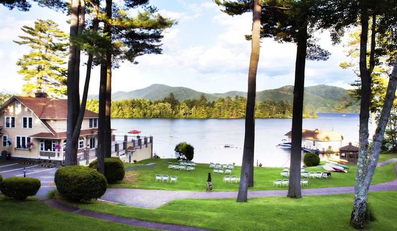 Overlooking lawn and lake george